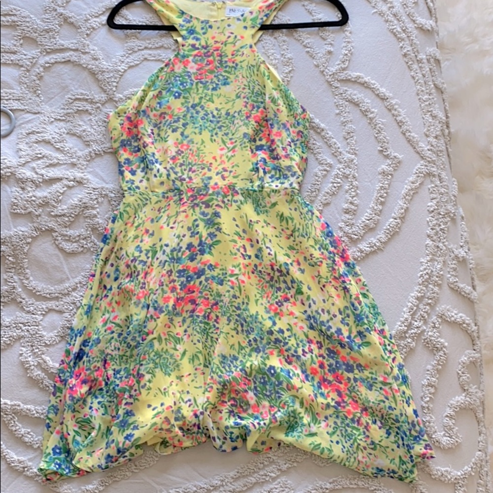 Yellow, floral dress